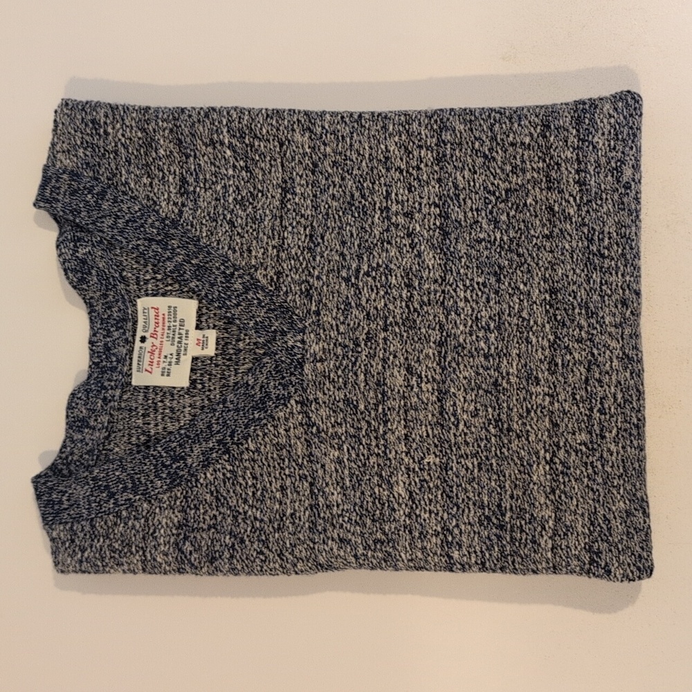 Lucky Brand Men's Medium Linen Cotton Long Sleeve V-neck Sweater Style 7M50438